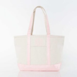 Canvas Tote Boat Bag with Monogram {Metallic Rose Gold}
