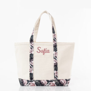 Canvas Tote Boat Bag with Monogram {Vintage Rose}