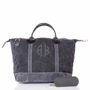 Waxed Weekender Zip Top Shoulder  - Black Waxed Canvas