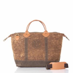 Waxed Weekender Zip Top Shoulder - Khaki Waxed Canvas