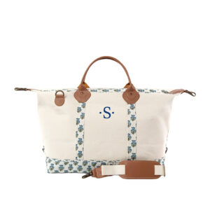 Canvas Weekender Zip Top Shoulder Bag {Aqua Floral Print}