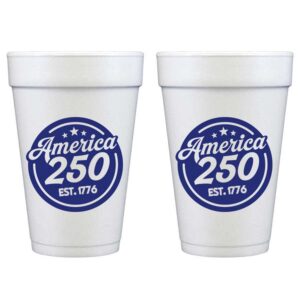 July 4th/Patriotic - America 250 Badge Foam Cup  (10 Pack)