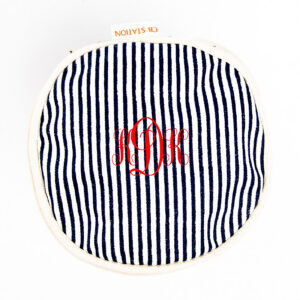 Round 6" Zipper Travel Case {Navy Stripe}