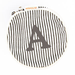 Round 6" Zipper Travel Case {Grey Stripe}