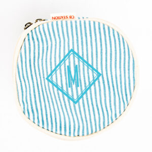 Round 6" Zipper Travel Case {Clear Sky Light Blue Stripe}