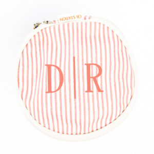 Round 6" Zipper Travel Case {Rose Pink Stripe}