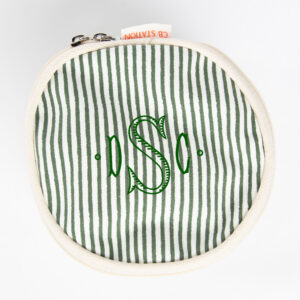 Round 6" Zipper Travel Case {Myrtle Green Stripe}