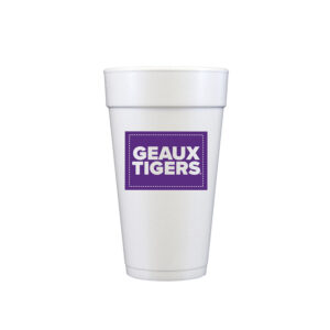 Louisiana State University (LSU) Logo/Geaux Tigers {20 oz Styrofoam Cup 10 Pack}