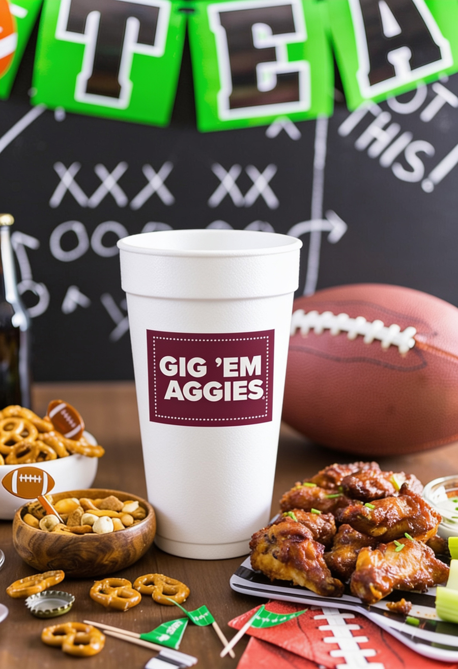 Texas AM University Aggies Large Disposable Foam Tallgate Cups Texas A&M University Gig 'Em Aggies 20 oz Styrofoam Cup 10 Pack - Image 3