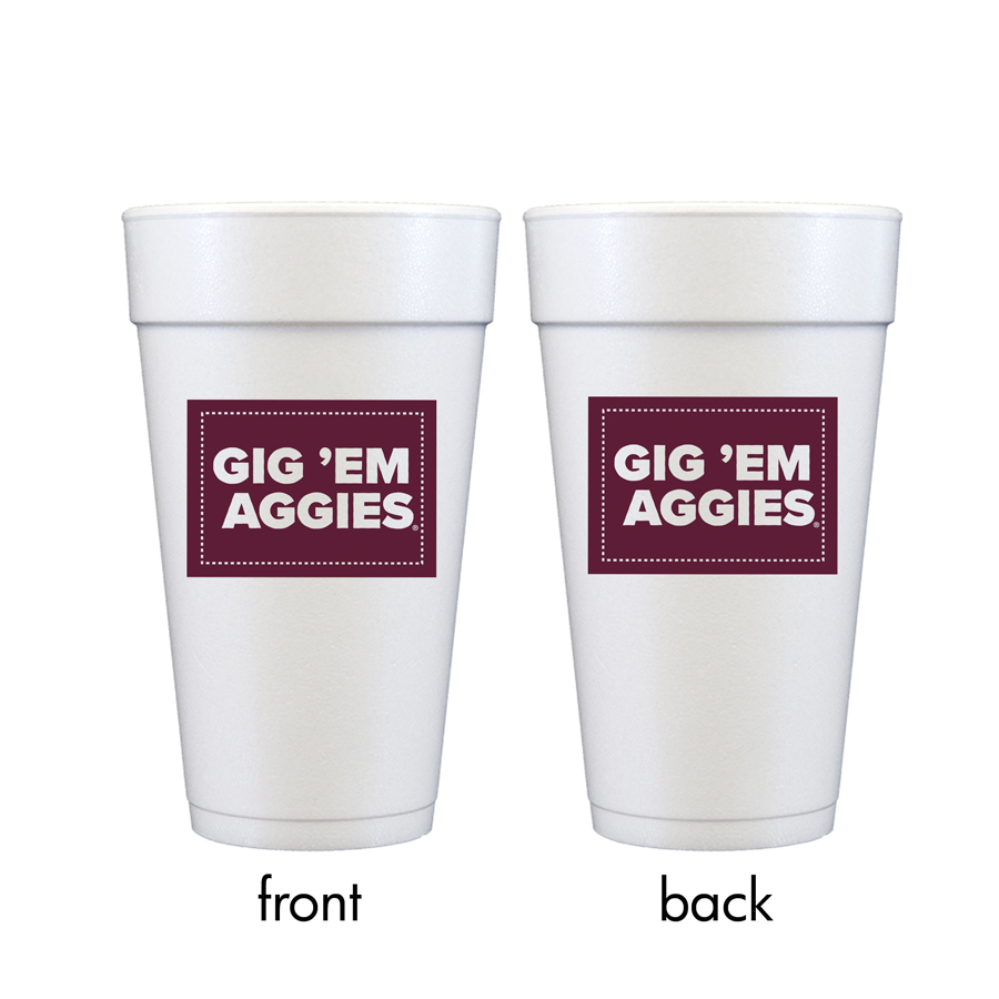 Texas-AM-University-Gig-em-Aggies-Styrofoam-Disposable-Foam-Party-Cup-2FB Texas A&M University Gig 'Em Aggies 20 oz Styrofoam Cup 10 Pack - Image 5