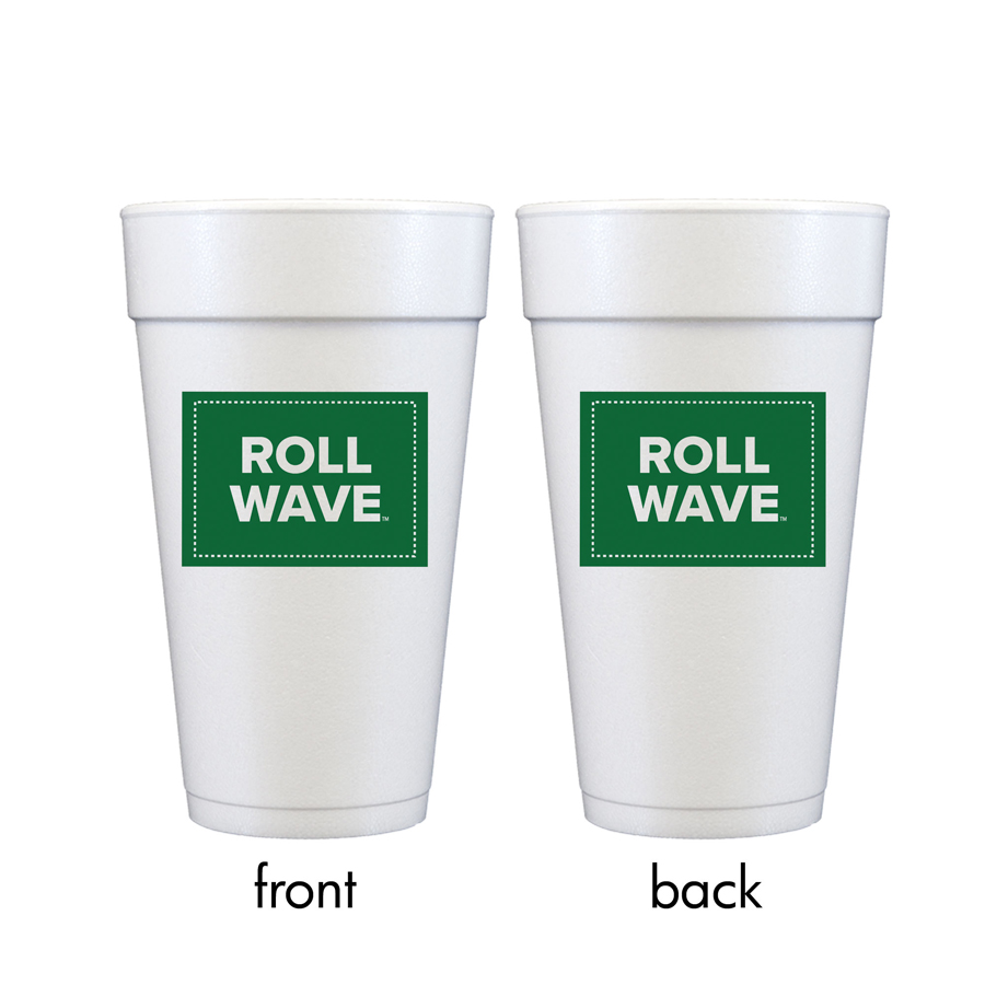 Tulane-University-Disposible-Foam-Styrofoam-Party-Cup-Roll-Green-Wave-2FB Tulane University Logo/Roll Wave Foam Cup | 10 pack – 20 oz - Image 2