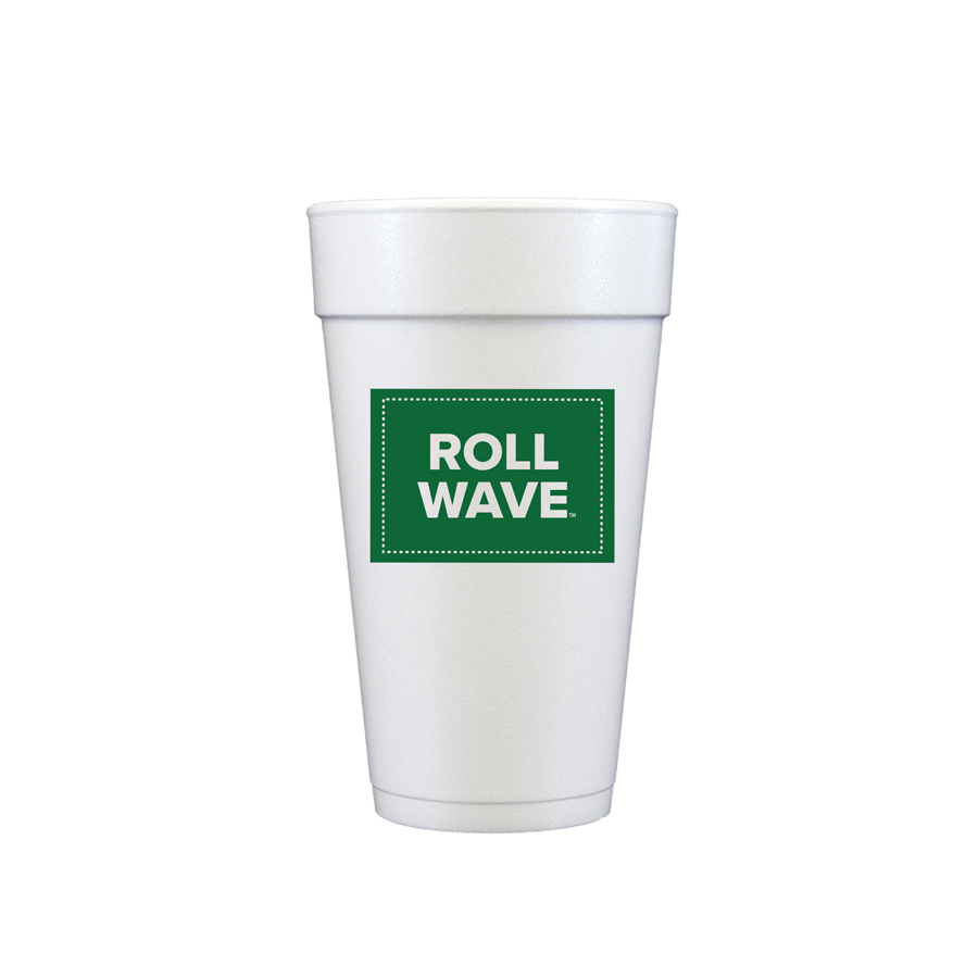 Tulane-University-Roll-Wave-disposable-Foam-cup-2 Tulane University Logo/Roll Wave Foam Cup | 10 pack – 20 oz