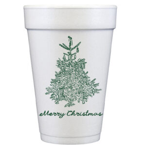 Christmas Foam Cup 10 Pack (Vintage Christmas Tree)
