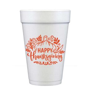 Thanksgiving Foam Cup 10 Pk {Happy Thanksgiving with Pumpkin Border}